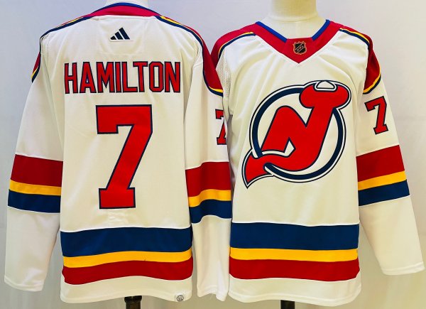 Men's #7 Dougie Hamilton New Jersey Devils White NHL Jersey