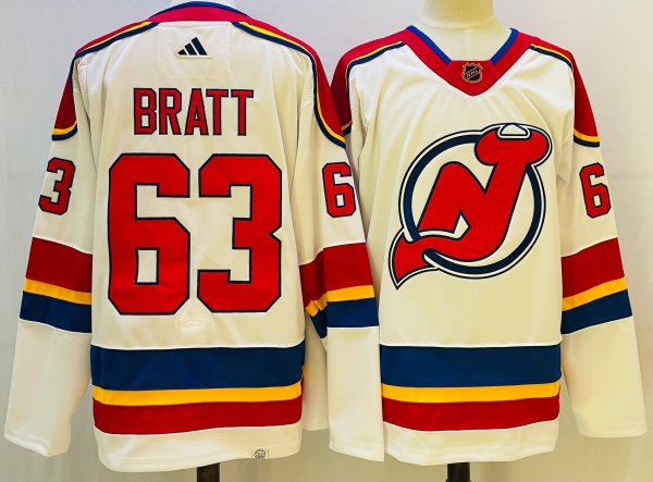 Men's #63 Jesper Bratt New Jersey Devils White NHL Jersey