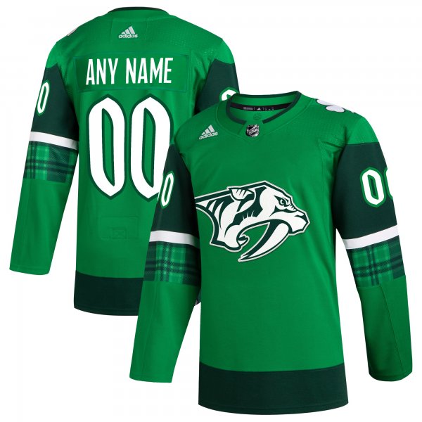 Men's Nashville Predators  adidas Kelly Green St. Patrick's Day Custom Jersey